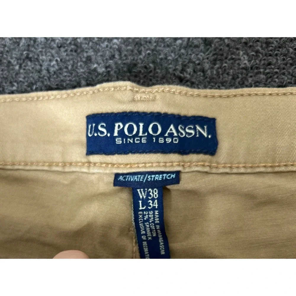US Polo Assn‎ Active Stretch Slim Straight Pants Mens 38x34 Honey Tan New